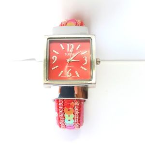 Barbiecore-Inspired Pink Sequins Bangle Watch